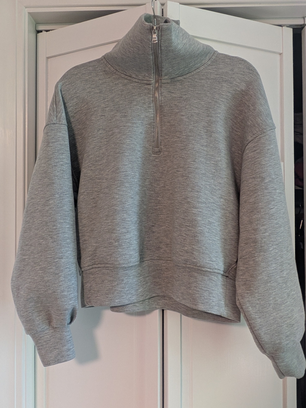Old Navy Light Gray Half-Zip Mock Neck Sweatshirt Bounce Fleece